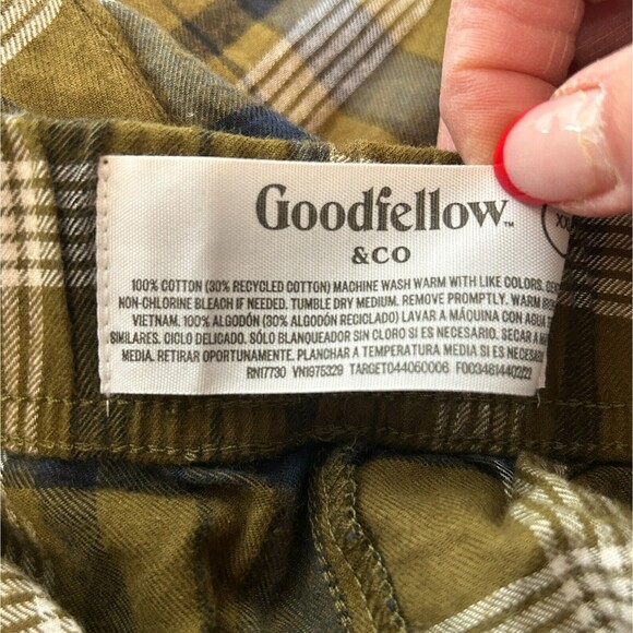 NEW Flannel Pajama Pants Mens Size XXL Olive Green Black White Plaid Goodfellow - Picture 5 of 6